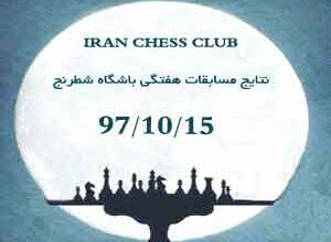 نتایج مسابقات هفتگی باشگاه شطرنج ایران - 97/10/15
