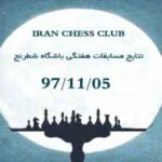 نتایج مسابقات هفتگی-باشگاه شطرنج - 97/11/05