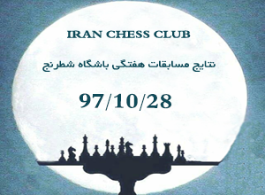 نتایج مسابقات هفتگی باشگاه شطرنج ایران - 97/10/28
