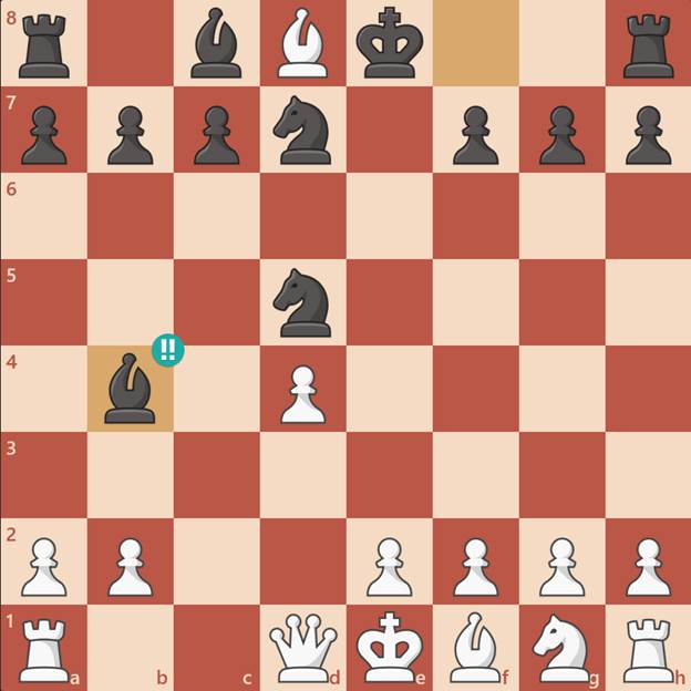 تله شطرنج کمبریج اسپرینگز -سیاه وزیرش را پس می‌گیرد
