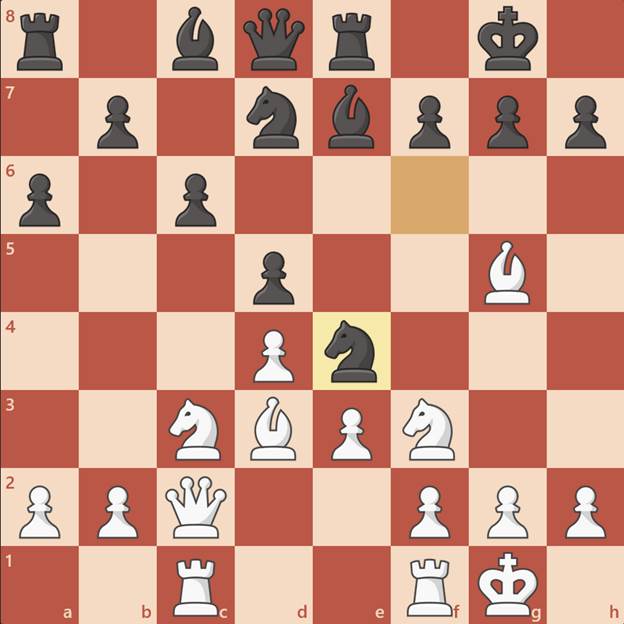سفید با حرکت شاه‌ قلعه، امنیت شاه خود را تضمین می‌کند - تله شطرنج روبینشتاین