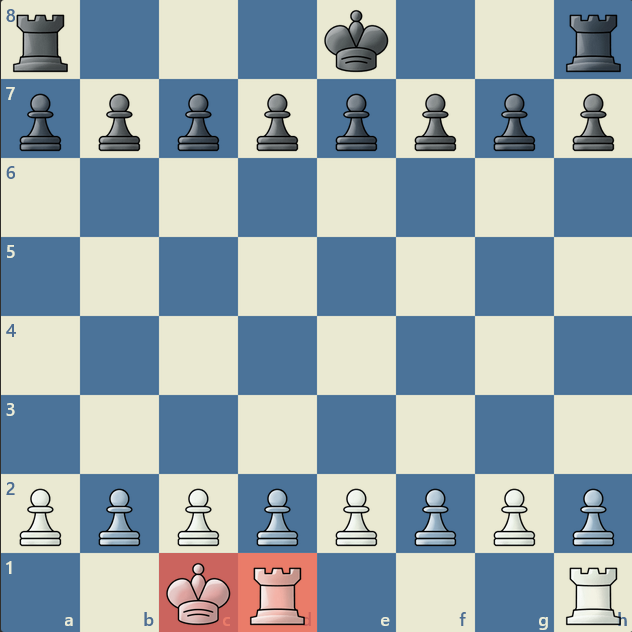موقعیت شاه و رخ پس از انجام شاه قلعه جناح وزیر در شطرنج کلاسیک
